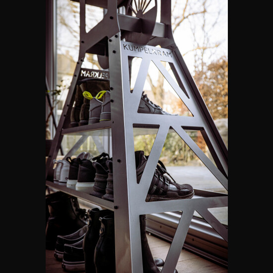 FÖRDERTURM M - Schuhregal Stahl roh