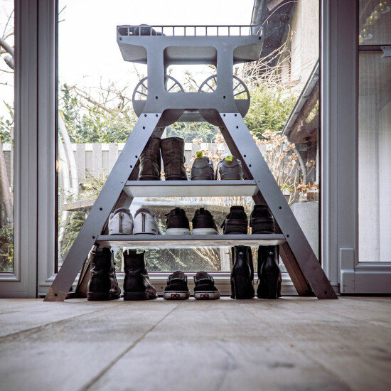 FÖRDERTURM M - Schuhregal Stahl roh