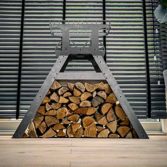 FÖRDERTURM M - Kaminholzständer Stahl roh