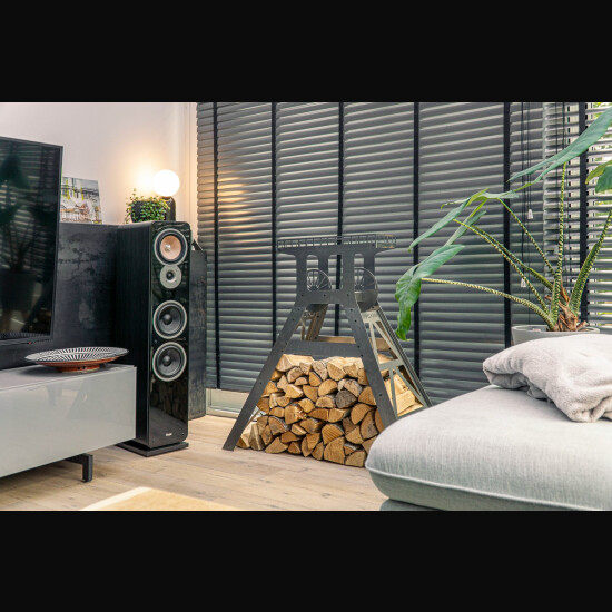 FÖRDERTURM M - Kaminholzständer Stahl roh