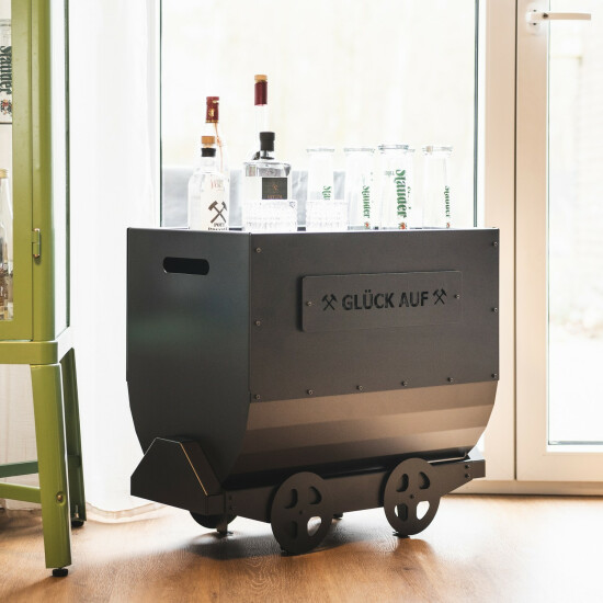 Bergbau-Lore M - Holzlager Schwarz pulverbeschichtet