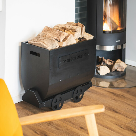 Bergbau-Lore M - Holzlager Schwarz pulverbeschichtet